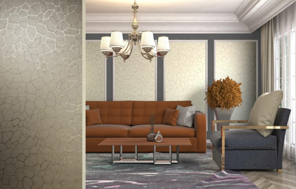 Azusa 682122 Wallpaper by Stereo Interiors on partition wall in living room.